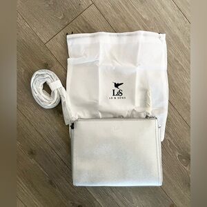 NWT Lo & Sons Pearl Saffiano Leather Silver Crossbody Bag Retails $300